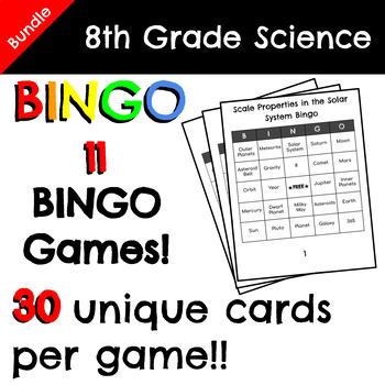Preview of 8th Grade Science BINGO Bundle