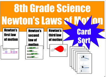 Preview of 8th Grade Science - Newton's Laws of Motion - Card Sort