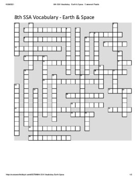 Preview of 8th Grade Science SSA Vocabulary Crossword Puzzle - Earth & Space (Student)