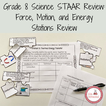 Preview of 8th Grade Science STAAR Review: Force, Motion, and Energy Stations