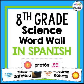 Preview of 8th Grade Science Word Wall in Spanish