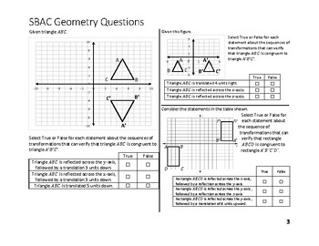 Preview of 8th Grade Smarter Balanced Geometry Questions