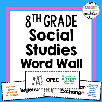 Preview of 8th Grade Social Studies Vocabulary Word Wall with PICTURES!