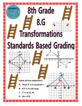 Preview of 8th Grade Standards Based Grading - Transformations 8.G - Editable