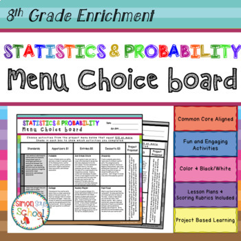 Preview of 8th Grade Statistics and Probability Choice Board - Distance Learning