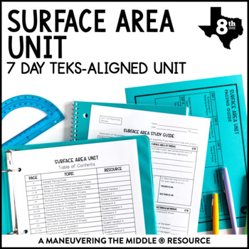 Preview of Surface Area Unit | TEKS Surface Area of Prisms & Cylinders Notes for 8th Grade