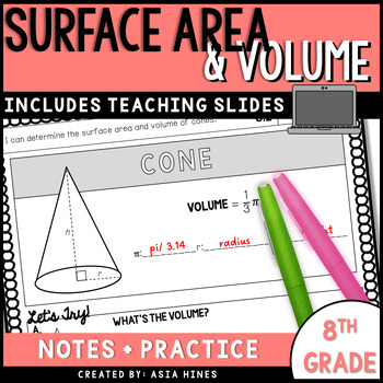 Preview of 8th Grade Surface Area and Volume Notes - 2016 Va Math SOLs