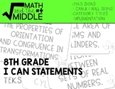 8th Grade Math TEKS - I Can Statements, I will Statements,
