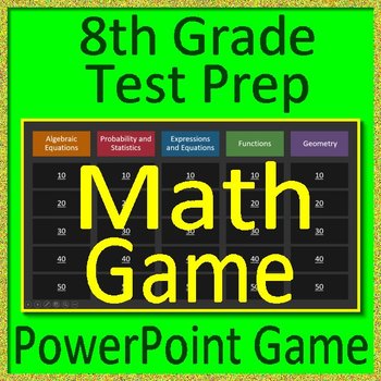 Preview of 8th Grade Test Prep Math Game Spiral Review PowerPoint or Google Slides