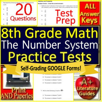 Preview of 8th Grade Math The Number System Printable & SELF-GRADING GOOGLE FORMS TEST PREP
