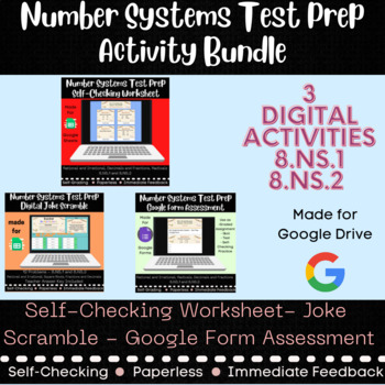 Preview of 8th Grade Test Prep Number System - Digital & Self-Checking - 8.NS.1 & 8.NS.2