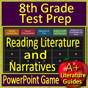 Preview of 8th Grade Reading Literature Game - Test Prep using PowerPoint or Google Slides