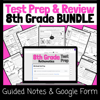 Preview of 8th Grade Test Prep/ Review Notes and Google Forms Activities BUNDLE