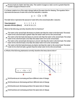 Eighth Grade Comparing Functions Quiz (Teacher-Made)