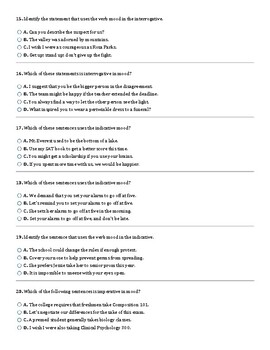8th Grade Test on Moods of Verbs by Rommel Dionson | TpT