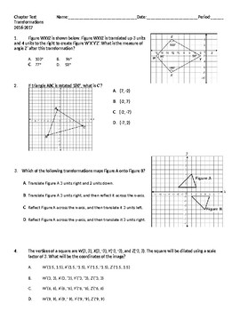 Preview of 8th Grade Transformations EDITABLE TEST