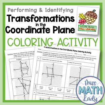 Preview of 8th Grade Transformations in the Coordinate Plane Coloring Activity