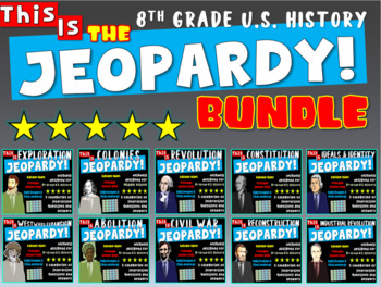 Preview of 8th Grade U.S. History Jeopardy! Fun, Interactive Review Game BUNDLE!!!