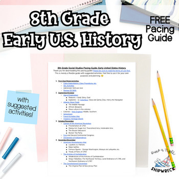 Preview of 8th Grade United States History Pacing Guide FREEBIE with Suggested Activities