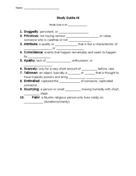 Preview of 8th Grade Vocabulary Set #6