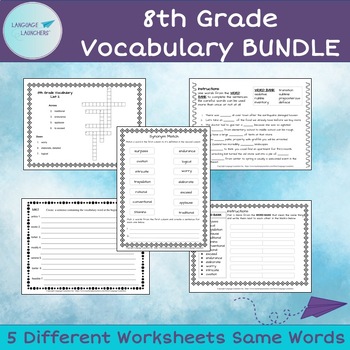 Preview of 8th Grade Vocabulary Worksheet BUNDLE