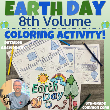 Preview of 8th Grade Volume Earth Day Coloring Activity (cones, spheres, cylinders)