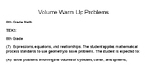 8th Grade Volume Warm Up Question