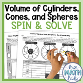 8th Grade Volume of Cylinders Cones Spheres Activity - Spi