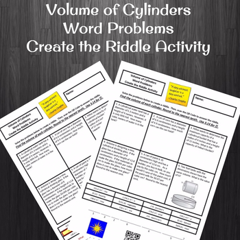Preview of 8th Grade:  Volume of Cylinders Word Problems Create the Riddle Activity