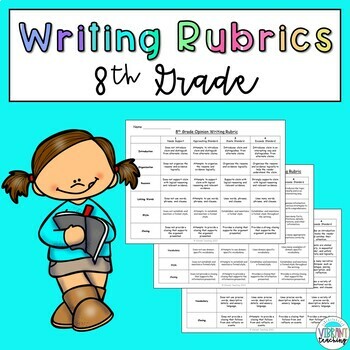 Preview of 8th Grade Writing Rubrics: Narrative, Opinion, and Informative