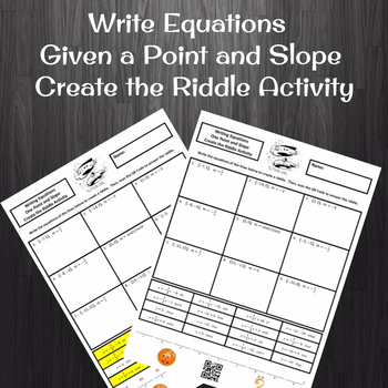 Preview of 8th Grade:  Writing the Equation from Slope and a Point Create a Riddle Activity