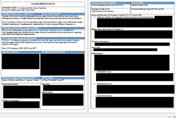 Preview of 8th Grade enVision Lesson Plan 6-8: Angles, Lines, and Transversals