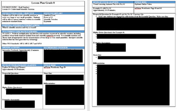 Preview of 8th Grade - enVision Math Lesson Plan 1-9: Understand Scientific Notation