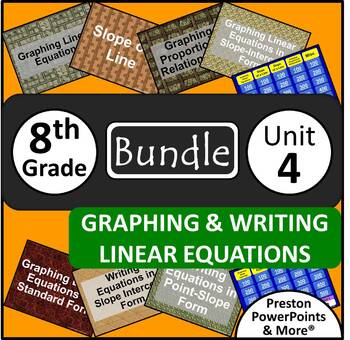 Preview of (8th) Graphing & Writing Linear Equations {Bundle} in a PowerPoint Presentation