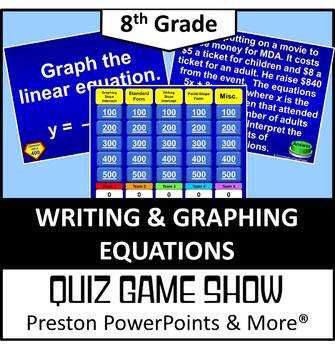 Preview of (8th) Quiz Show Game Writing and Graphing Equations in a PowerPoint Presentation