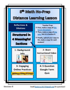 Preview of 8th Math Remote Distance Learning Lesson: Dilations & Reflections