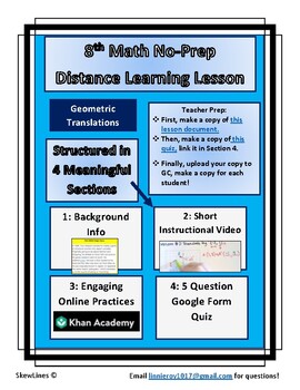 Preview of 8th Math Remote Distance Learning Lesson: Geometric Translations