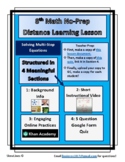8th Math Remote Distance Learning Lesson: Multi-Step Equations