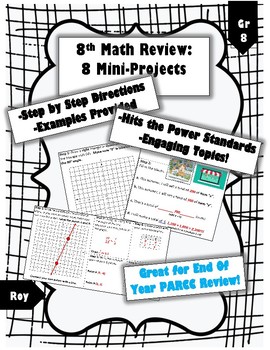 Preview of 8th Math Review: 8 Fun Mini Projects (Self-Directed)