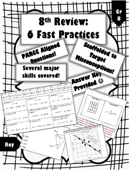 Preview of 8th Math Review Fast Practices (12 CCSS Aligned Practices)