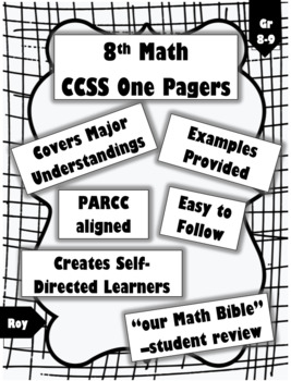 Preview of 8th Math Standard Keep Sheets: Functions