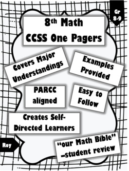 Preview of 8th Math Standard Keep Sheets for the WHOLE YEAR! (Full Bundle)
