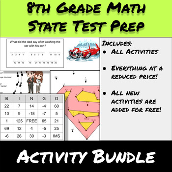 Preview of 8th Math State Test Prep-Activities Bundle