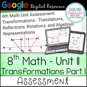 Preview of 8th Math Unit 11 Google Quiz - Translations, Rotations, & Reflections