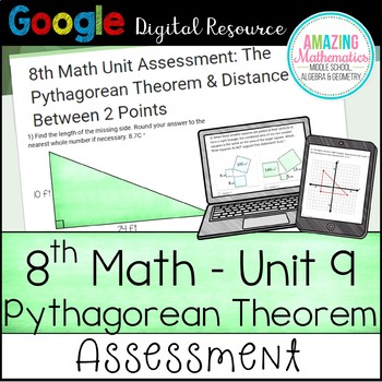 Preview of 8th Math Unit 9 Google Quiz - Pythagorean Theorem & Distance Between Two Points