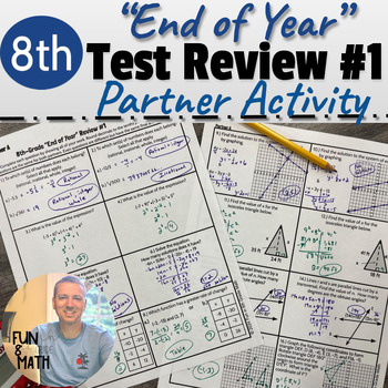 Preview of 8th-grade "End of Year" Test Review Partner Activity #1