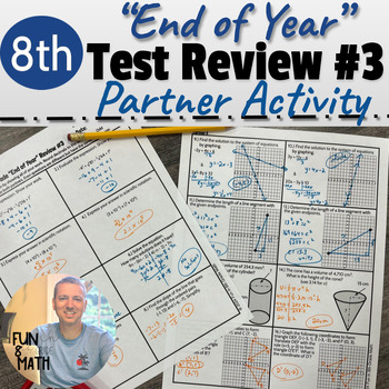 Preview of 8th-grade "End of Year" Test Review Partner Activity #3