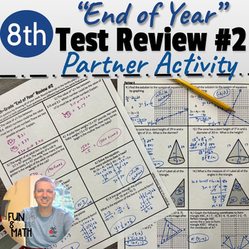 Preview of 8th-grade "End of Year" Test Review Partner Activity #2