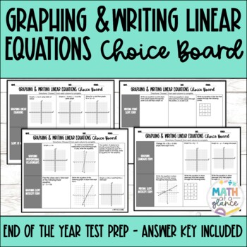 Preview of 8th Grade Math Graphing and Writing Linear Equations Choice Board Activity
