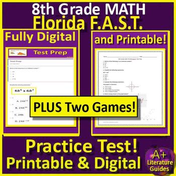 Preview of 8th grade Math Florida FAST PM3 BUNDLE Practice Test Games Florida BEST Digital